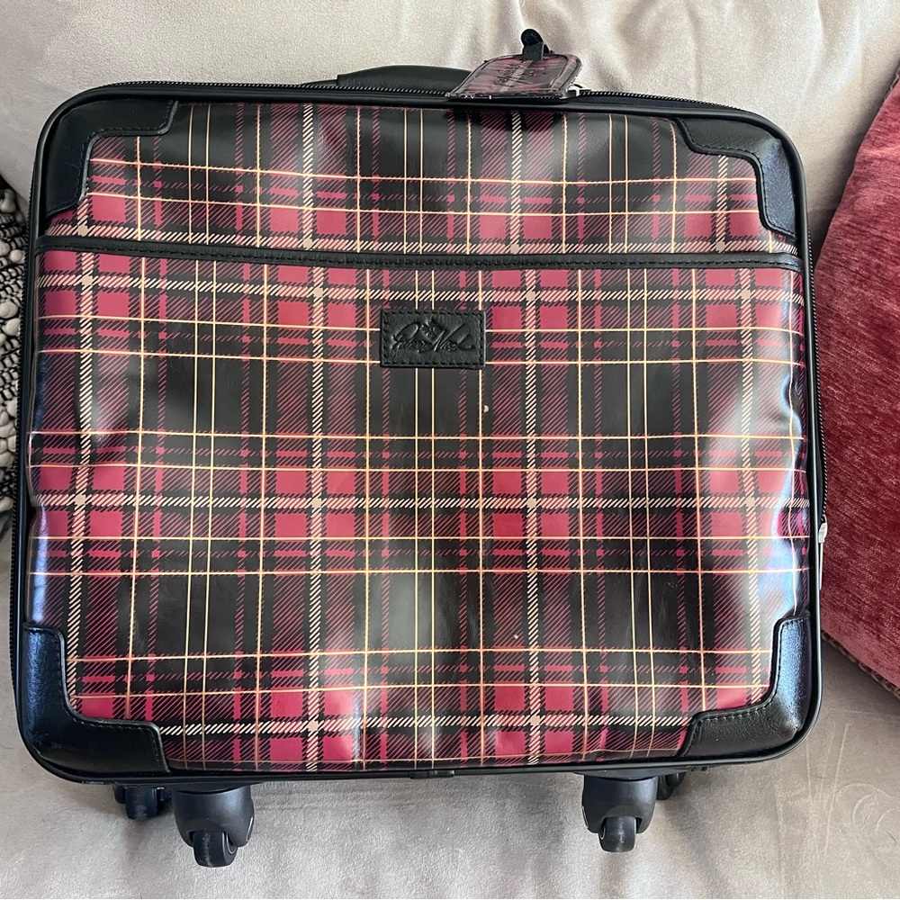 Patricia Nash small trolley suitcase luggage - red tartan plaid